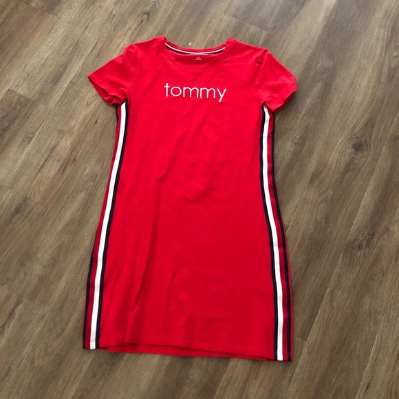 Tommy Hilfiger Womens T-Shirt Dress. Red - Picture 2 of 14